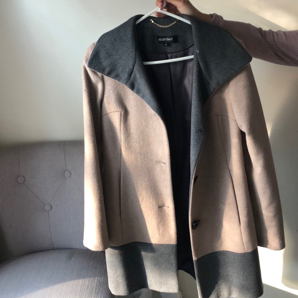 Midi beige and grey coat